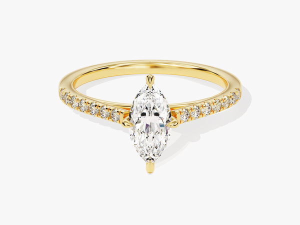 Marquise Cut Diamond Engagement Ring with Pave Set Side Stones (1.00 CT)