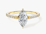 Marquise Cut Lab Grown Diamond Engagement Ring with Pave Set Side Stones (1.00 CT)