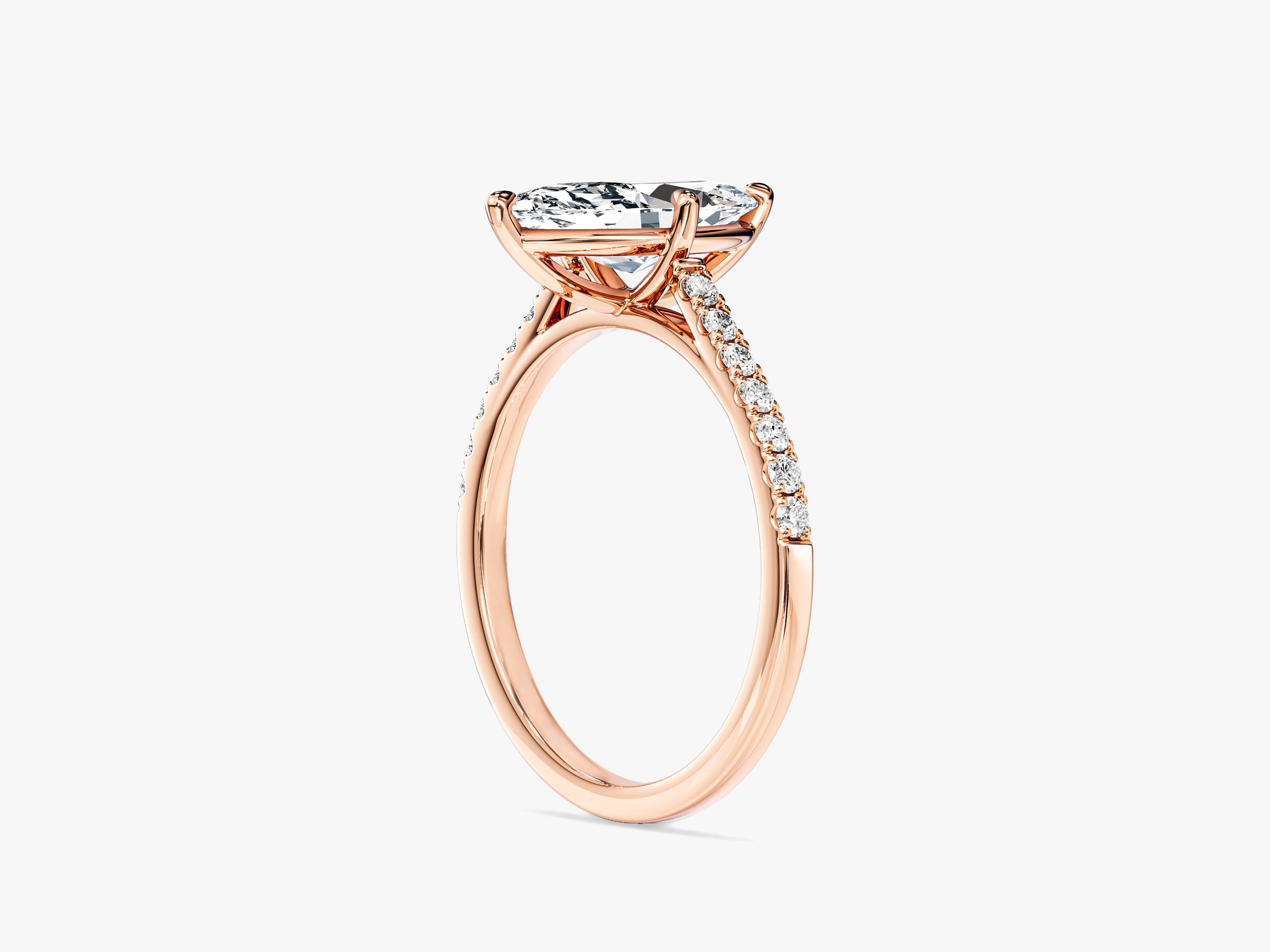 Marquise Cut Lab Grown Diamond Engagement Ring with Pave Set Side Stones (1.50 CT)