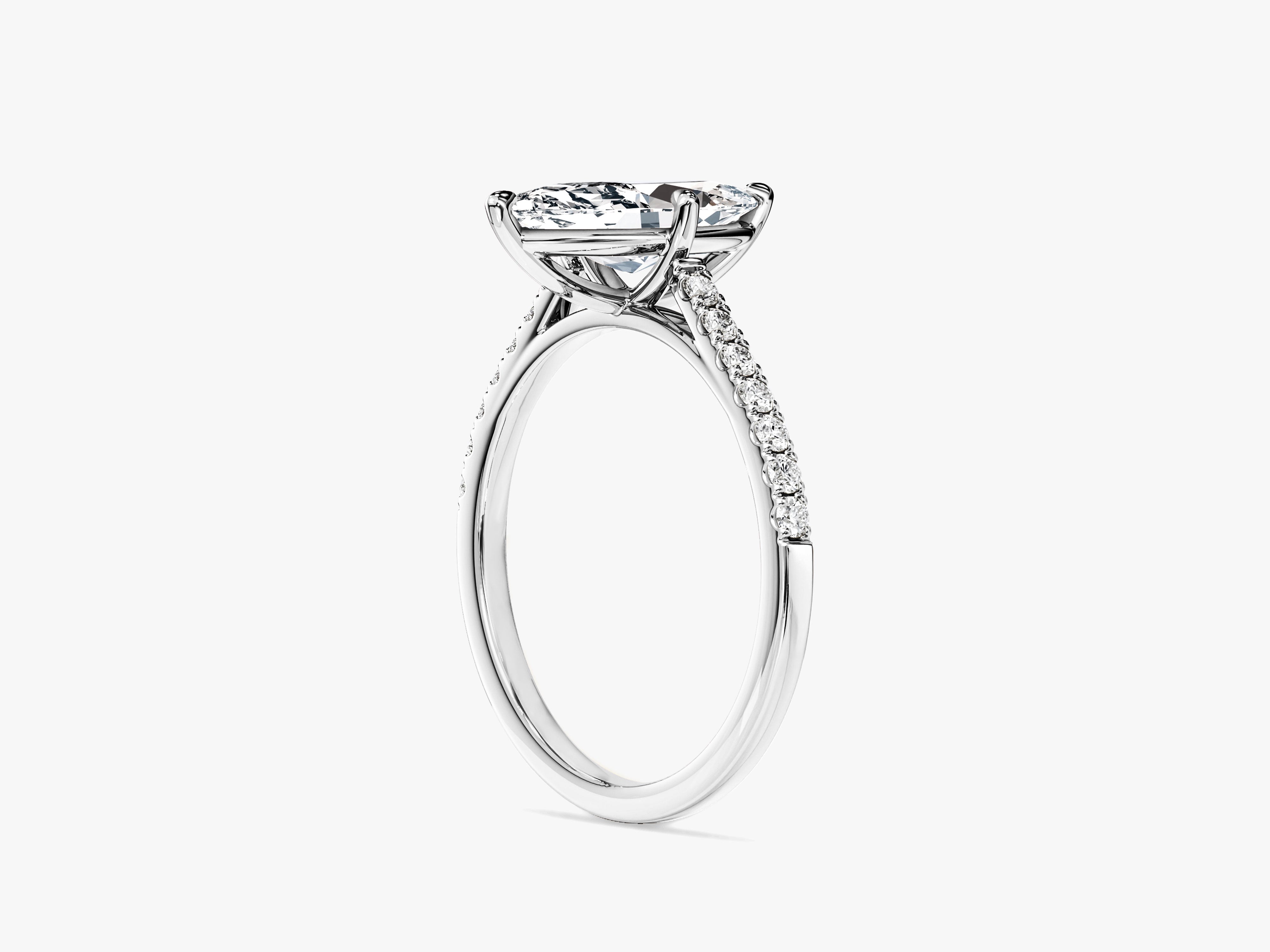 Marquise Cut Lab Grown Diamond Engagement Ring with Pave Set Side Stones (1.50 CT)