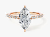 Marquise Cut Lab Grown Diamond Engagement Ring with Pave Set Side Stones (1.50 CT)