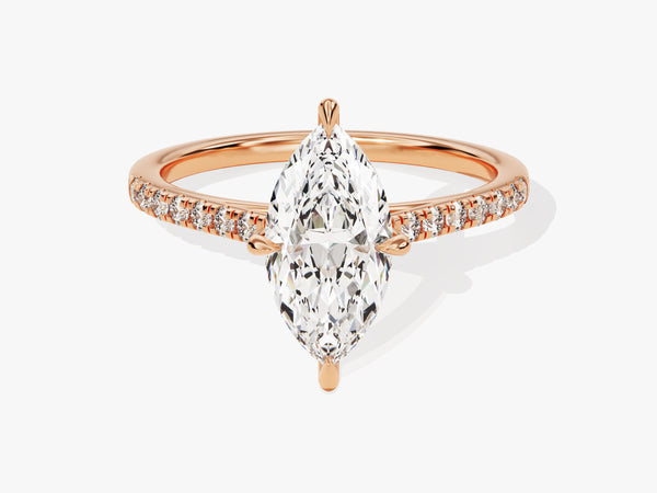 Marquise Cut Moissanite Engagement Ring with Pave Set Side Stones (1.50 CT)