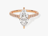 Marquise Cut Lab Grown Diamond Engagement Ring with Pave Set Side Stones (1.50 CT)