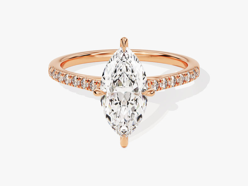 Marquise Cut Moissanite Engagement Ring with Pave Set Side Stones (1.50 CT)