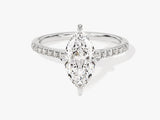 Marquise Cut Moissanite Engagement Ring with Pave Set Side Stones (1.50 CT)