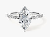 Marquise Cut Lab Grown Diamond Engagement Ring with Pave Set Side Stones (1.50 CT)