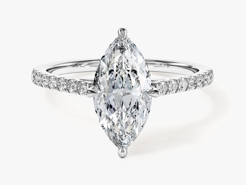 Marquise Cut Moissanite Engagement Ring with Pave Set Side Stones (1.50 CT)