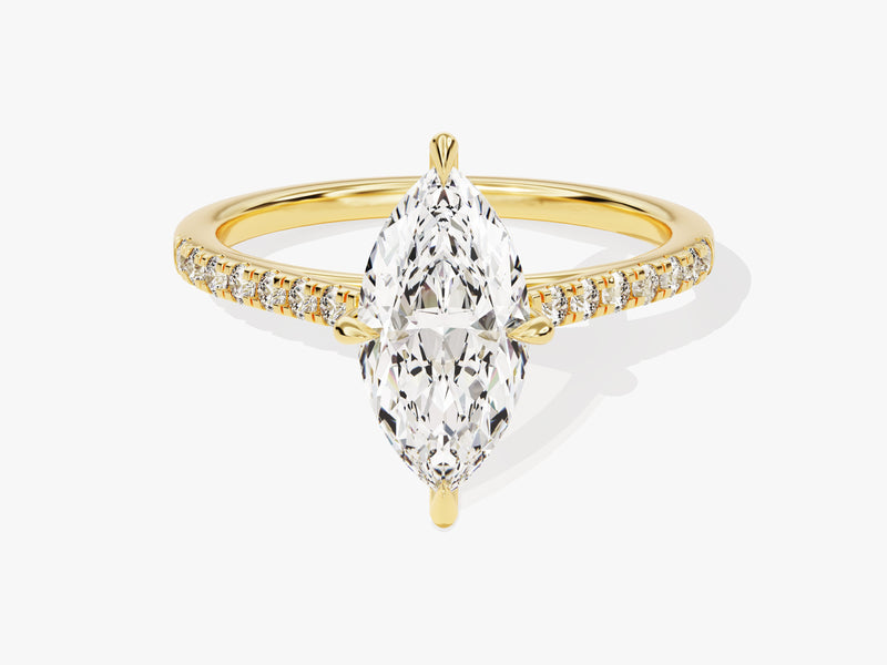 Marquise Cut Lab Grown Diamond Engagement Ring with Pave Set Side Stones (1.50 CT)