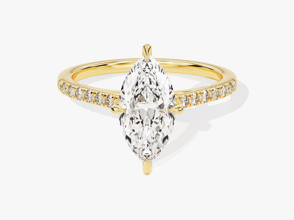 Marquise Cut Diamond Engagement Ring with Pave Set Side Stones (1.50 CT)