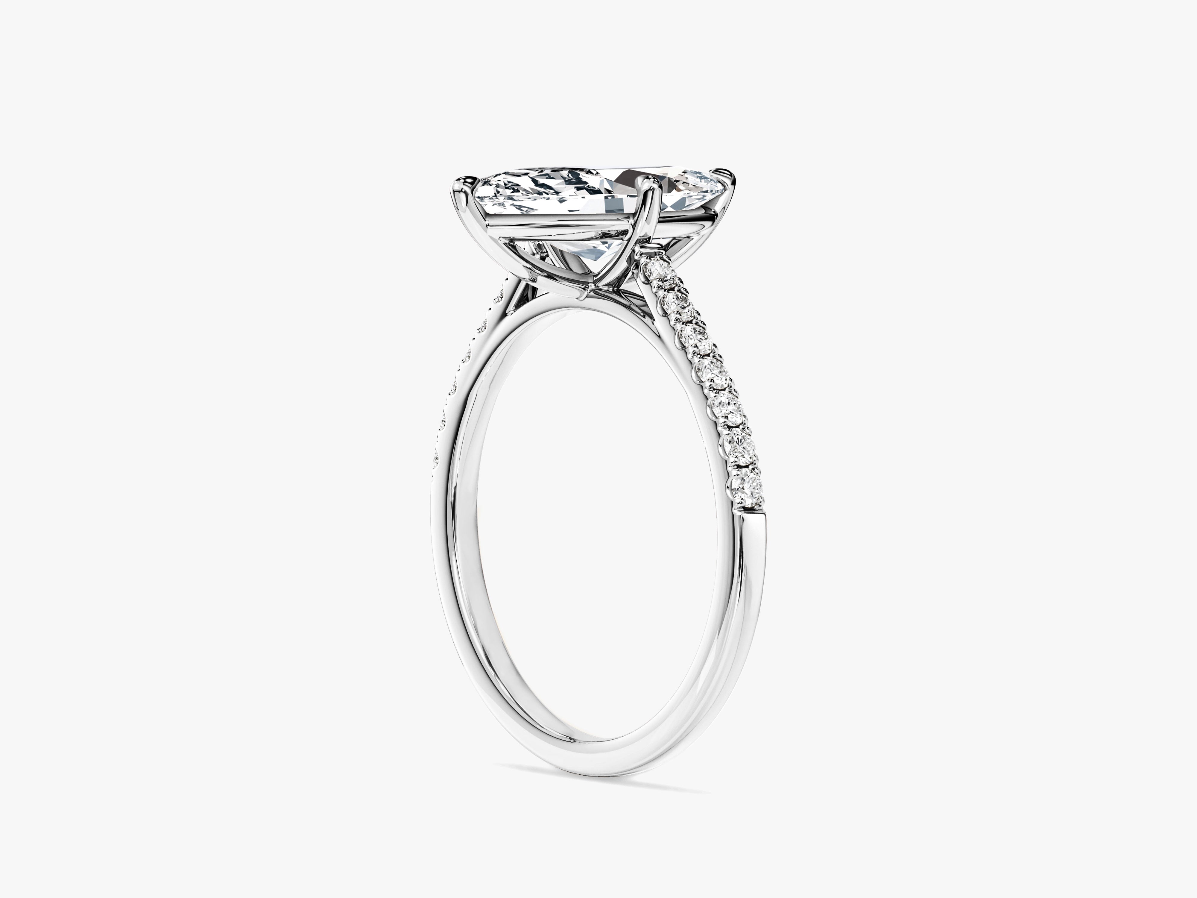 Marquise Cut Lab Grown Diamond Engagement Ring with Pave Set Side Stones (2.00 CT)