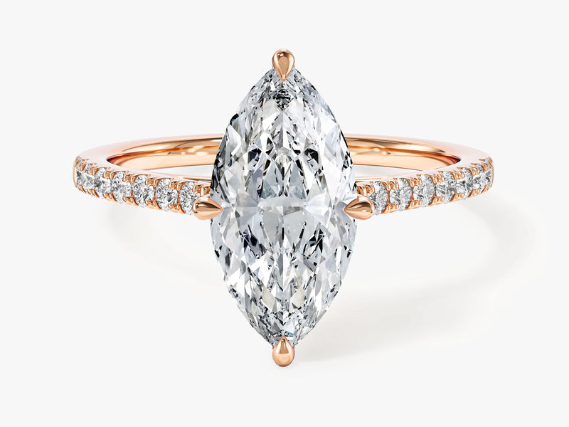 Marquise Cut Moissanite Engagement Ring with Pave Set Side Stones (2.00 CT)