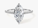 Marquise Cut Lab Grown Diamond Engagement Ring with Pave Set Side Stones (2.00 CT)