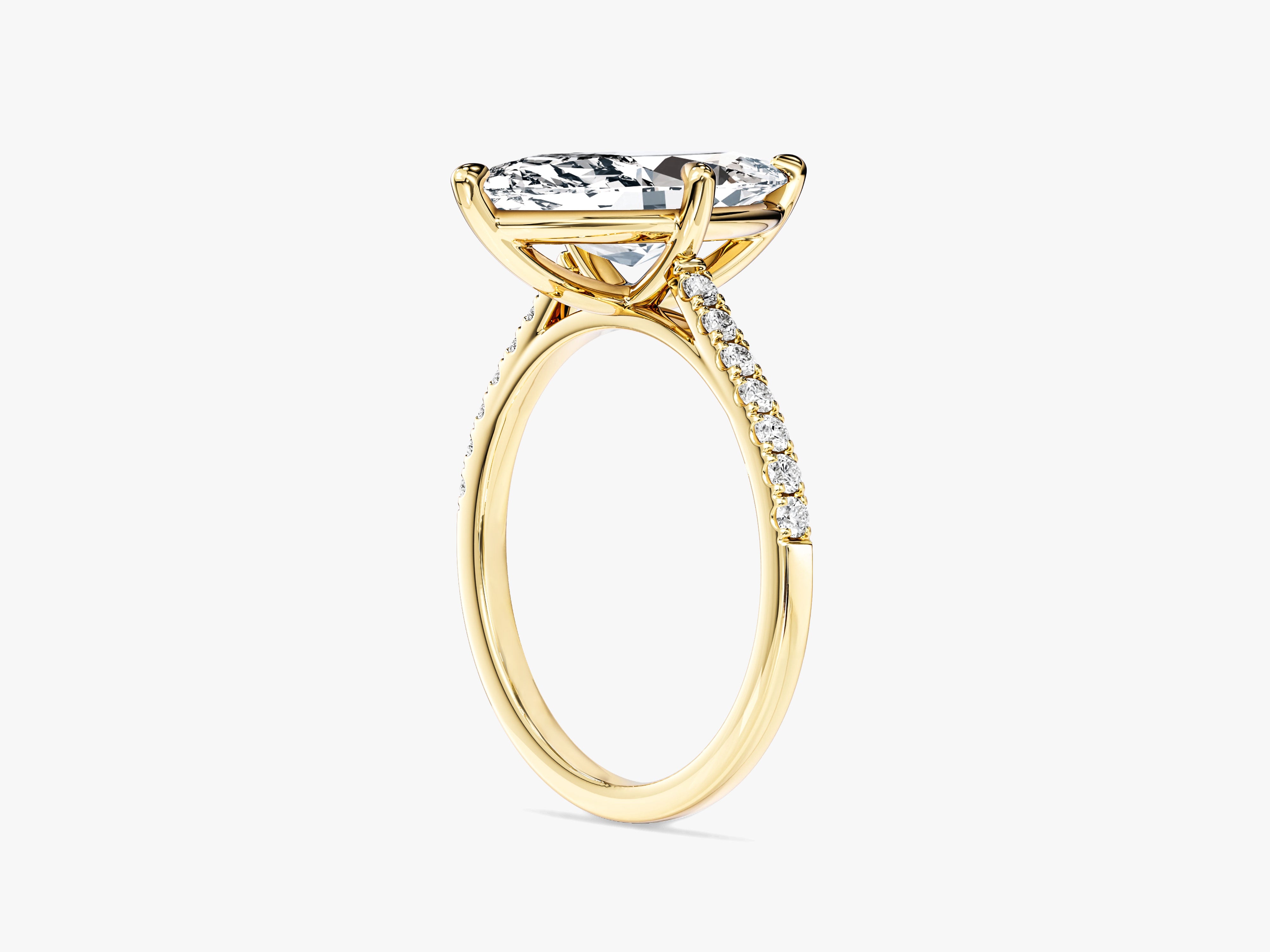 Marquise Cut Lab Grown Diamond Engagement Ring with Pave Set Side Stones (3.00 CT)