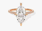 Marquise diamond engagement ring with rose gold band