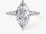 Marquise Cut Lab Grown Diamond Engagement Ring with Pave Set Side Stones (3.00 CT)