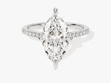 Marquise diamond engagement ring with pave band