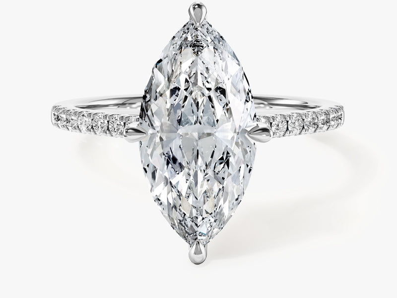 Marquise Cut Moissanite Engagement Ring with Pave Set Side Stones (3.00 CT)