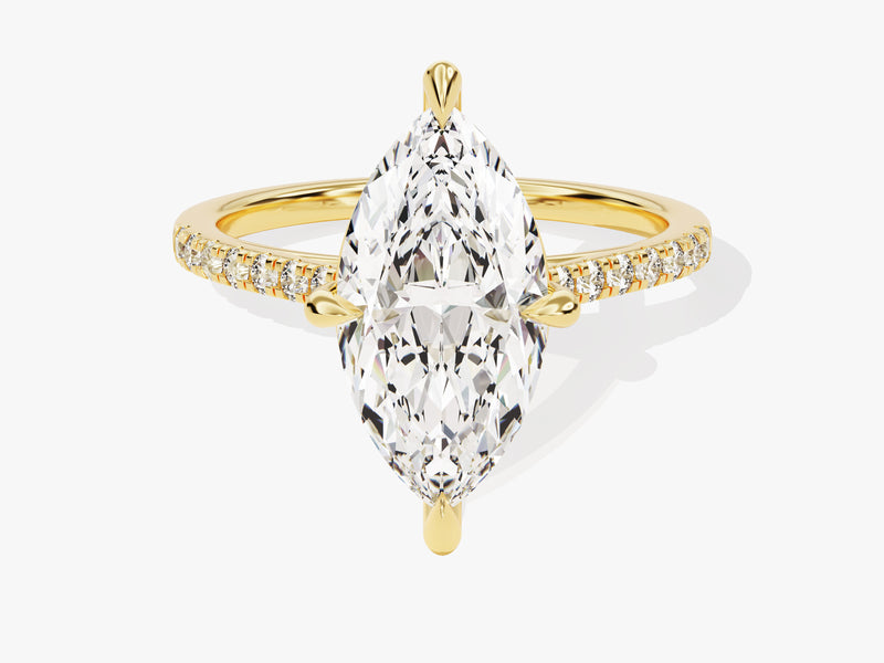Marquise Cut Moissanite Engagement Ring with Pave Set Side Stones (3.00 CT)