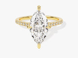 Marquise diamond engagement ring with pave band