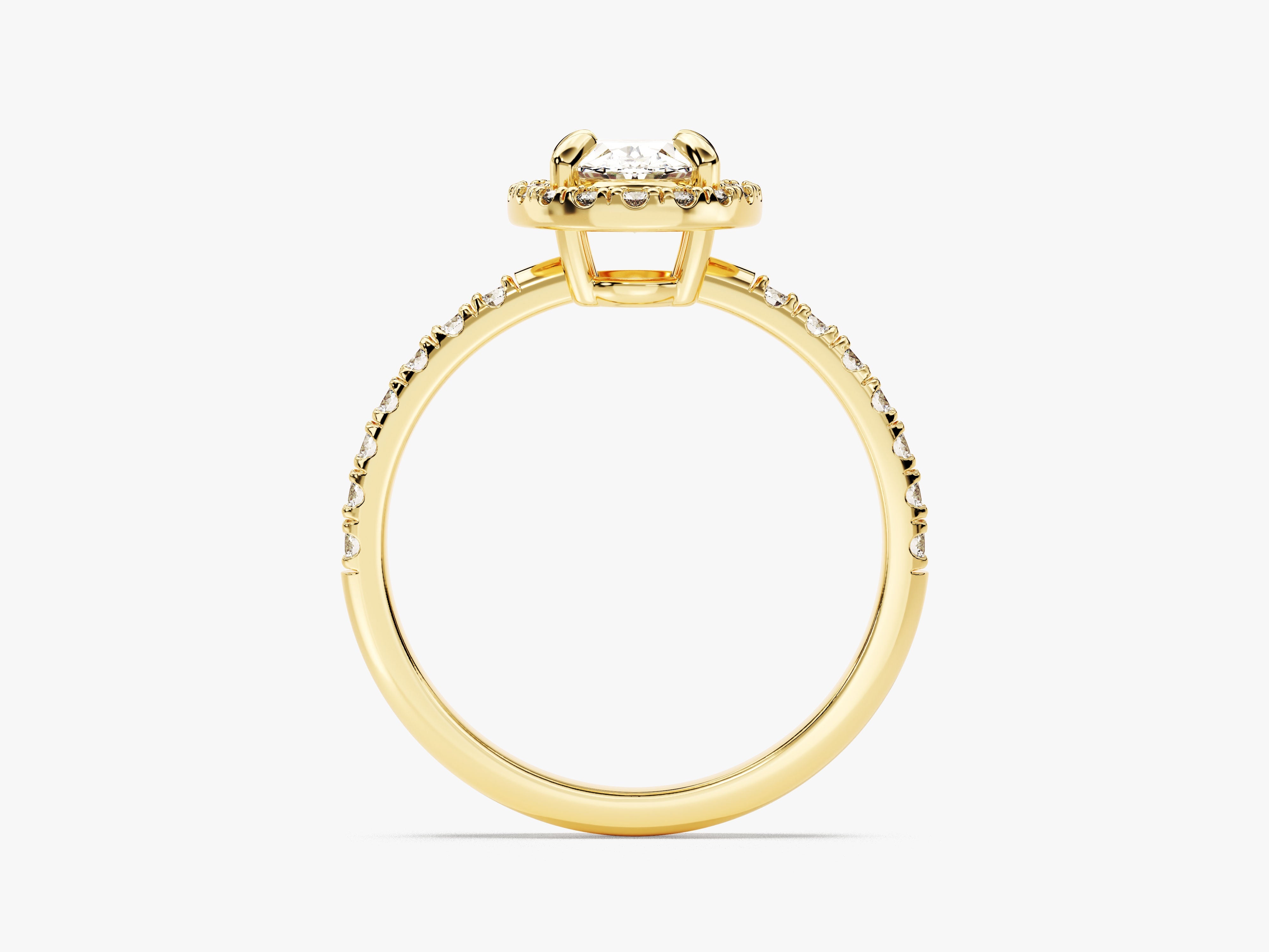 Oval Halo Lab Grown Diamond Engagement Ring with Pave Set Side Stones (1.00 CT)