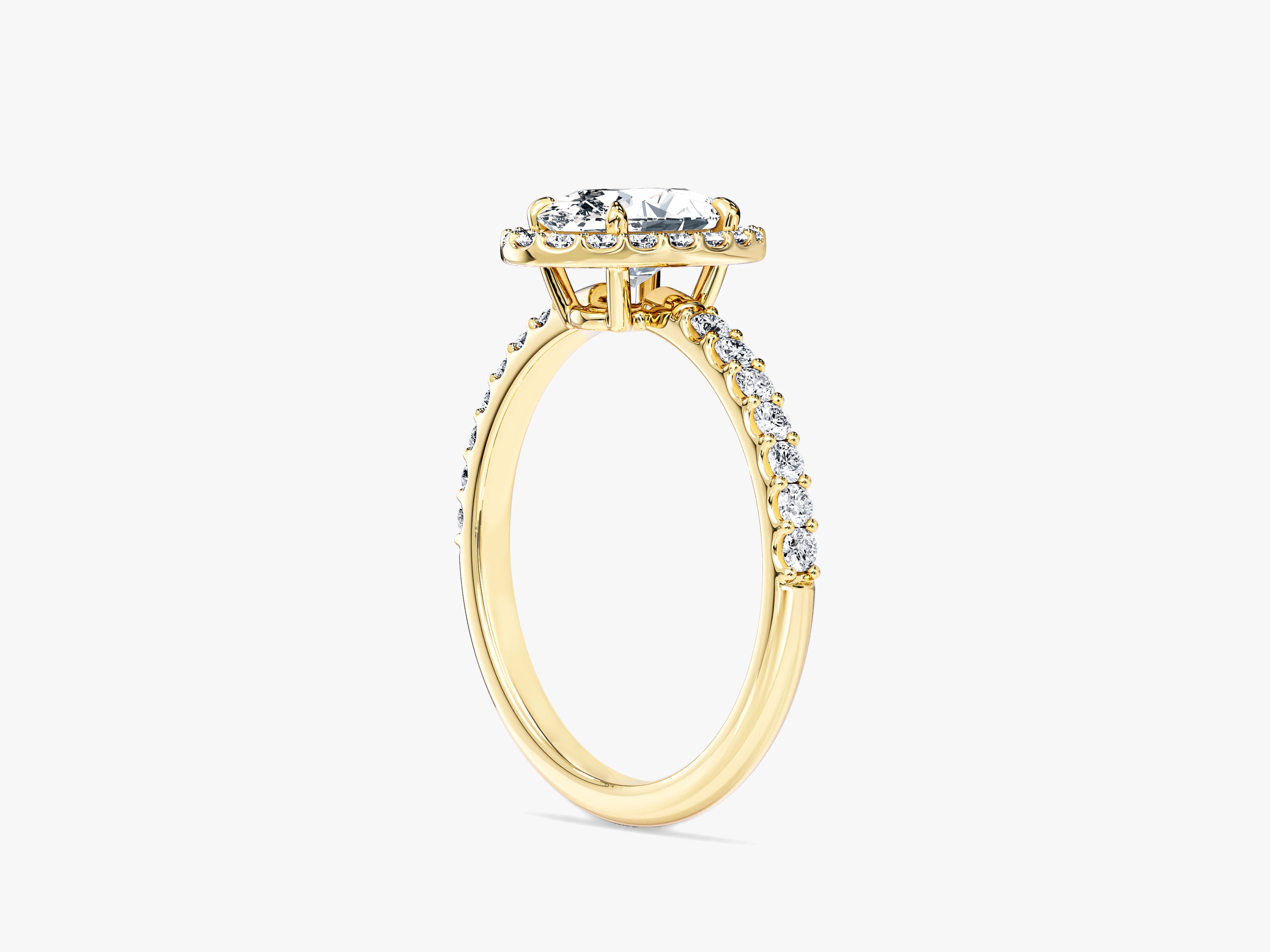 Labordiamant Verlobungsring im Ovalschliff Halo mit Pave-Seitensteinen (1.00 CT)