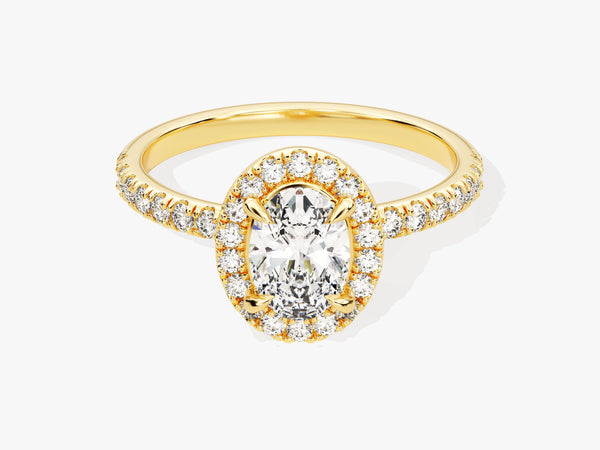 Oval Halo Diamond Engagement Ring with Pave Set Side Stones (1.00 CT)