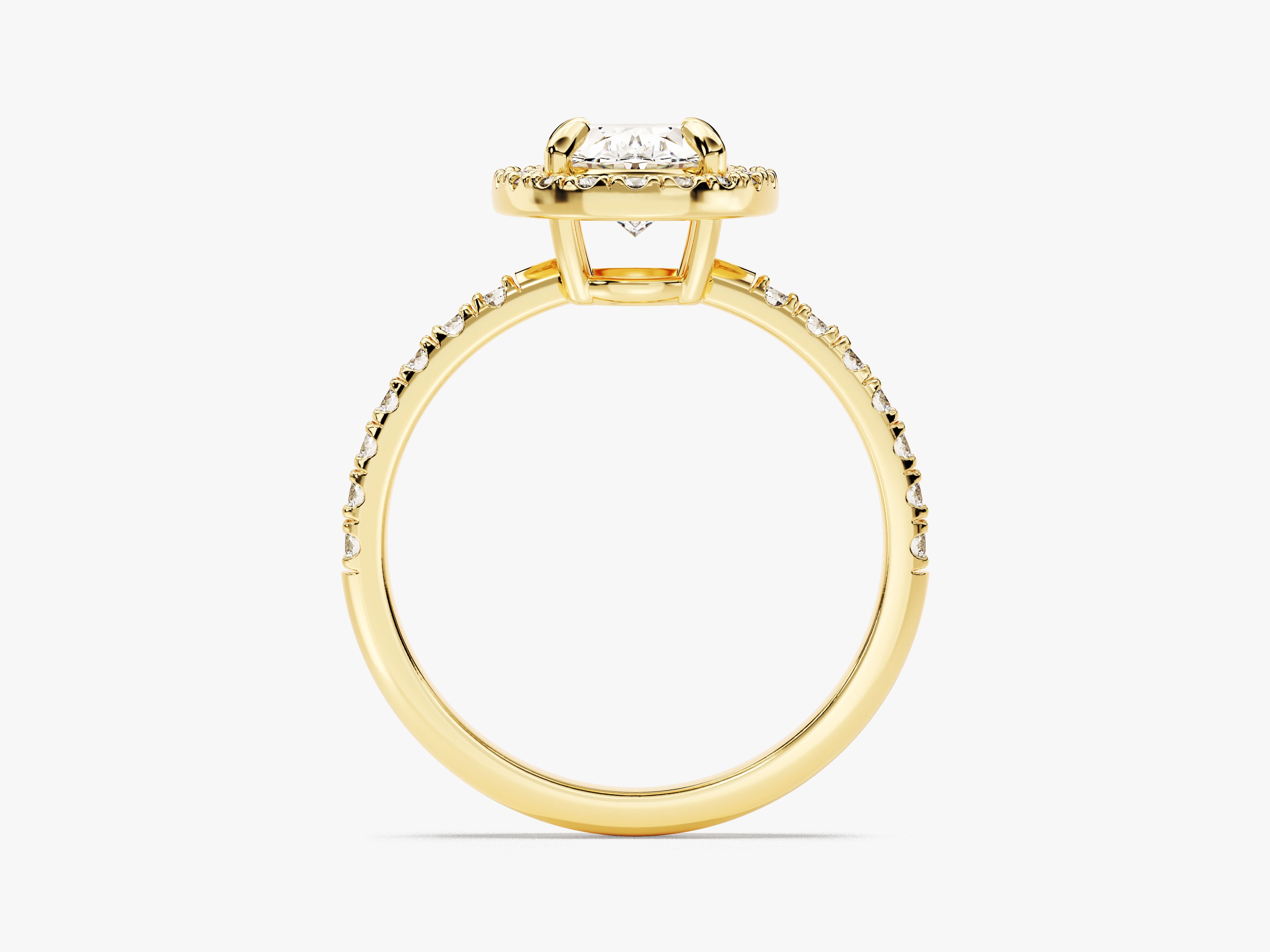 Oval Halo Moissanite Engagement Ring with Pave Set Side Stones (1.50 CT)