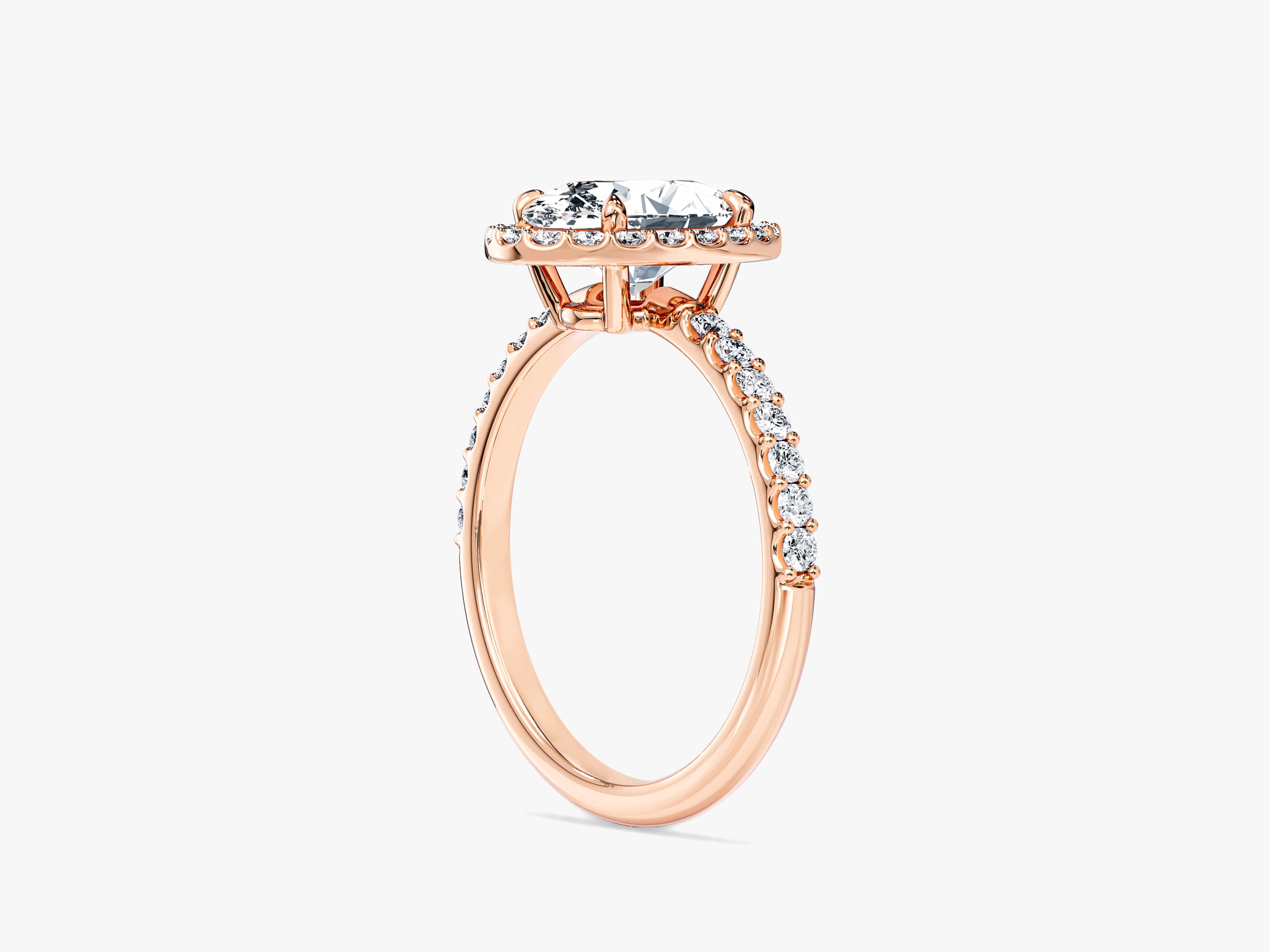 Oval Halo Lab Grown Diamond Engagement Ring with Pave Set Side Stones (1.50 CT)