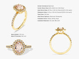 Oval Cut Peach Morganite Halo Engagement Ring with Sidestones