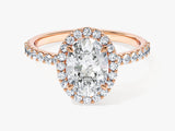 Oval Halo Lab Grown Diamond Engagement Ring with Pave Set Side Stones (1.50 CT)