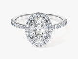Oval Halo Lab Grown Diamond Engagement Ring with Pave Set Side Stones (1.50 CT)