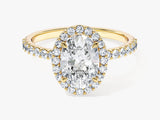 Oval Halo Lab Grown Diamond Engagement Ring with Pave Set Side Stones (1.50 CT)