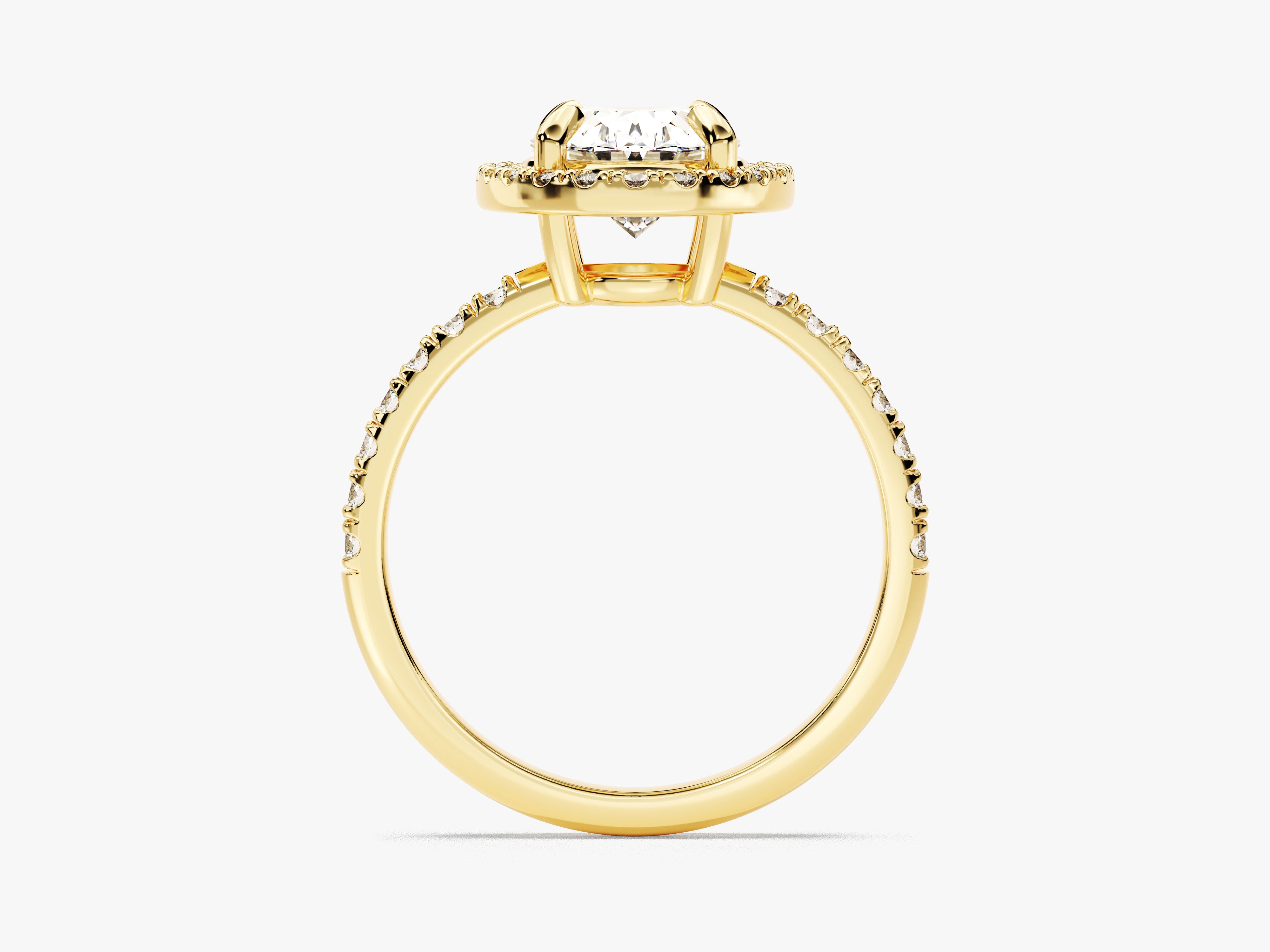 Gold halo engagement ring with diamonds