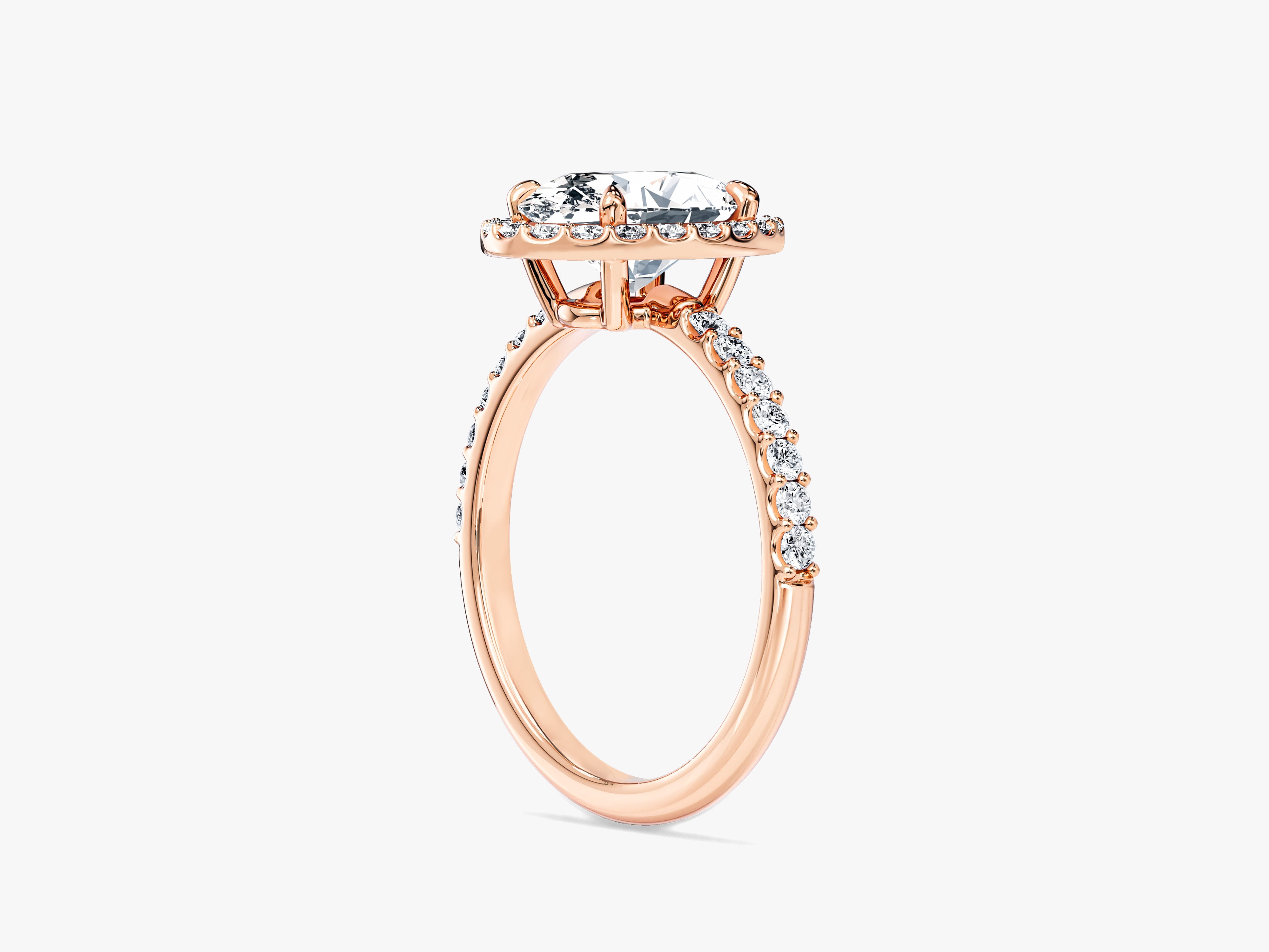 Oval Halo Lab Grown Diamond Engagement Ring with Pave Set Side Stones (2.00 CT)