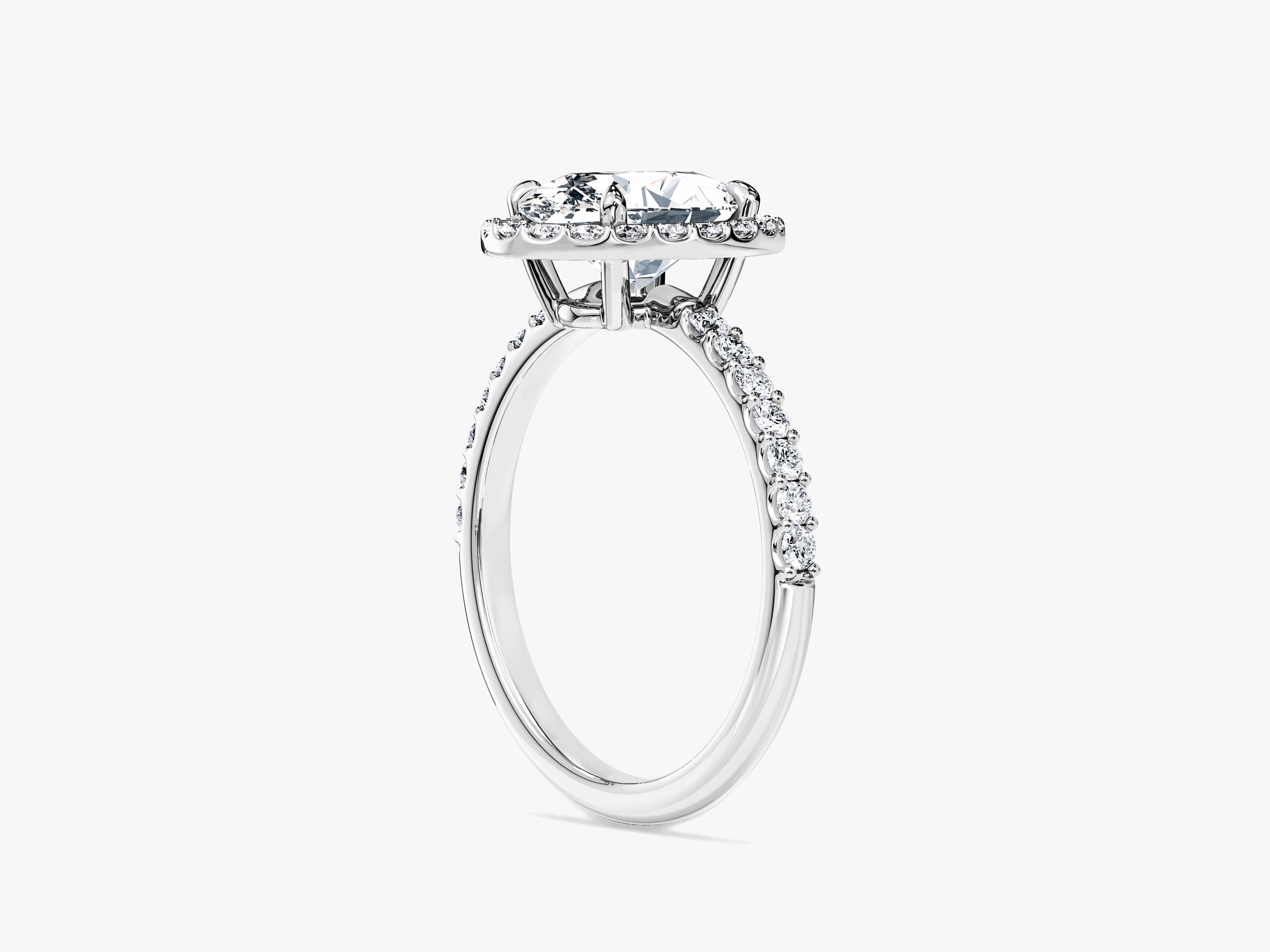 Oval Halo Lab Grown Diamond Engagement Ring with Pave Set Side Stones (2.00 CT)