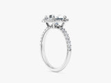 Oval Halo Lab Grown Diamond Engagement Ring with Pave Set Side Stones (2.00 CT)