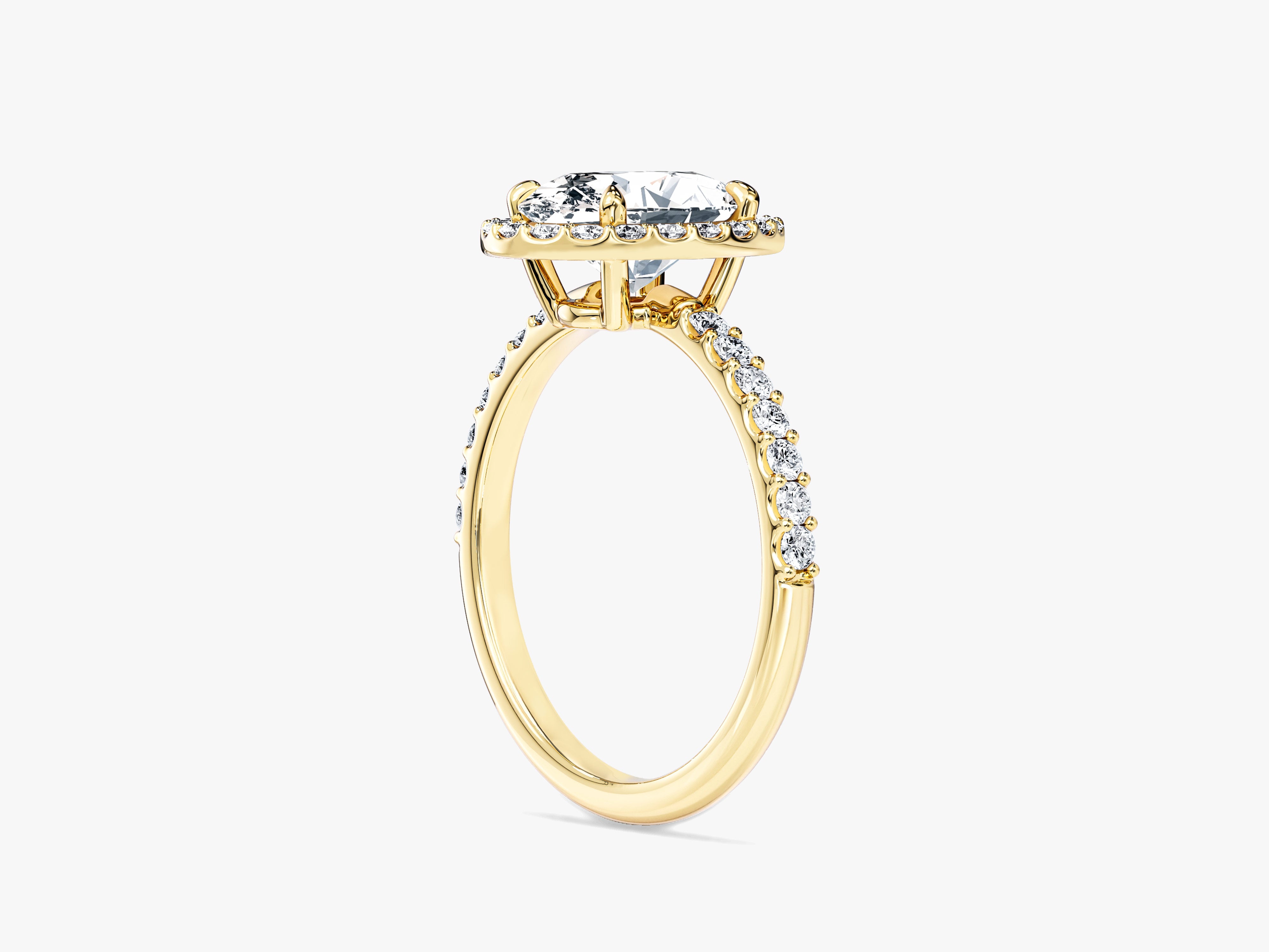 Oval Halo Lab Grown Diamond Engagement Ring with Pave Set Side Stones (2.00 CT)