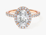 Oval Halo Lab Grown Diamond Engagement Ring with Pave Set Side Stones (2.00 CT)