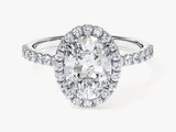 Oval Halo Lab Grown Diamond Engagement Ring with Pave Set Side Stones (2.00 CT)
