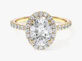 Oval Halo Lab Grown Diamond Engagement Ring with Pave Set Side Stones (2.00 CT)