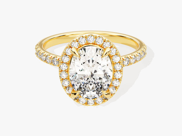 Oval Halo Diamond Engagement Ring with Pave Set Side Stones (2.00 CT)