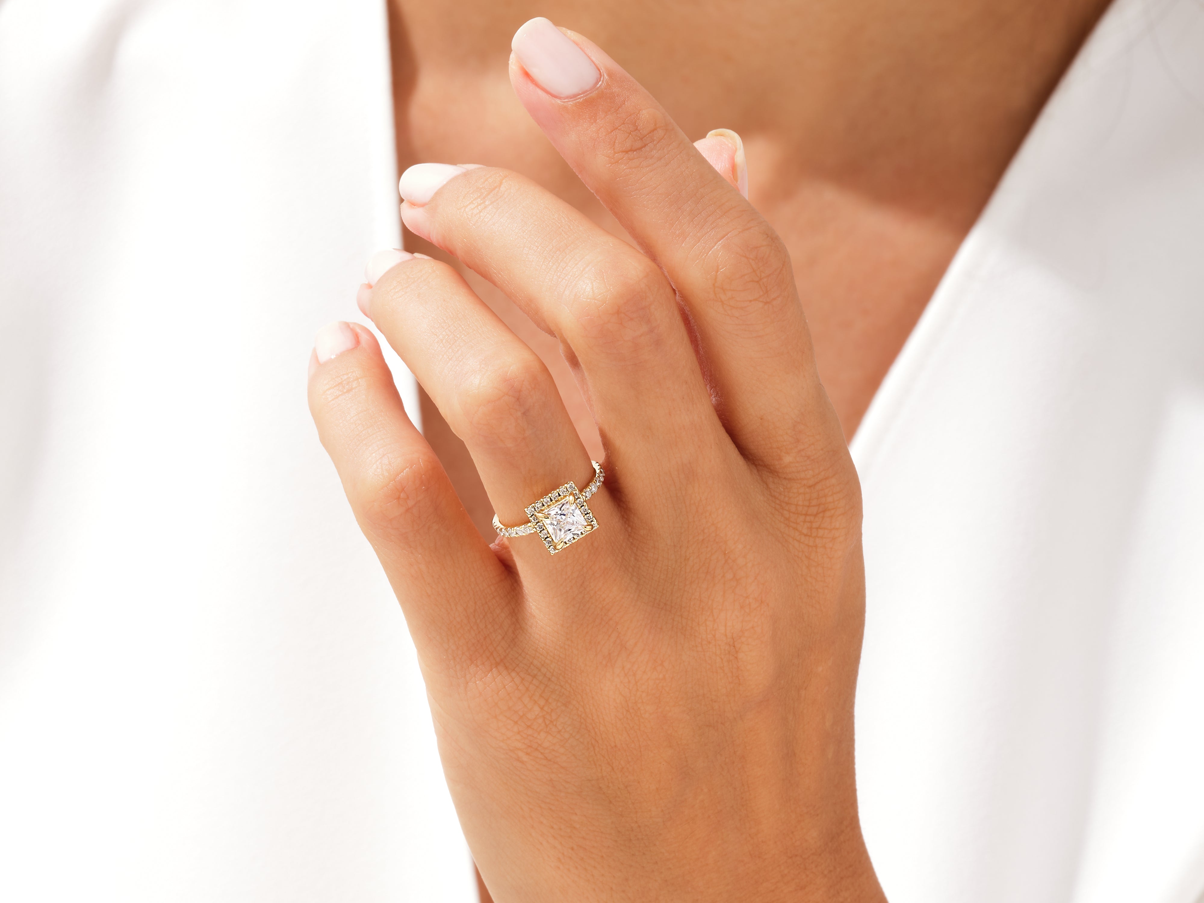 Diamond engagement ring on a woman's hand