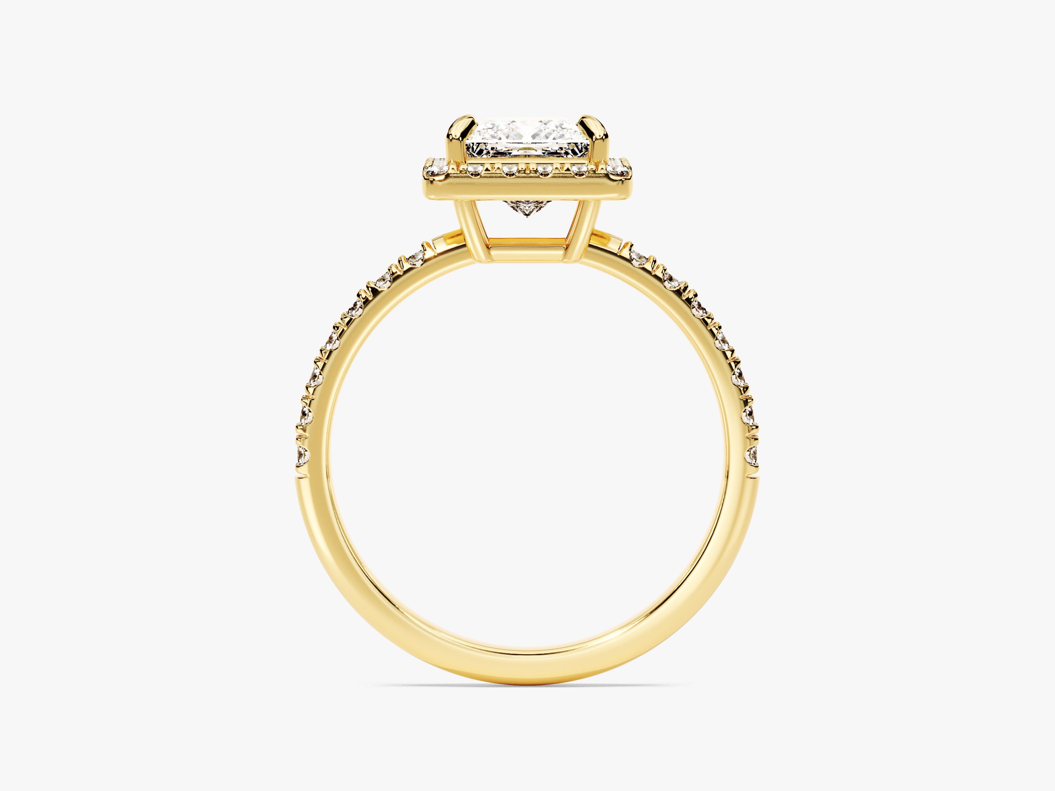 Princess Halo Diamond Engagement Ring with Pave Set Side Stones (1.00 CT)