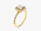 Princess Halo Moissanite Engagement Ring with Pave Set Side Stones (1.00 CT)
