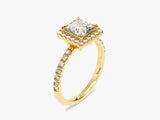 Princess Halo Lab Grown Diamond Engagement Ring with Pave Set Side Stones (1.00 CT)