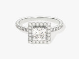 Princess Halo Lab Grown Diamond Engagement Ring with Pave Set Side Stones (1.00 CT)