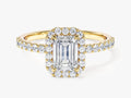 Emerald Halo Lab Grown Diamond Engagement Ring with Pave Set Side Stones (1.00 CT)