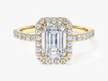 Emerald Halo Lab Grown Diamond Engagement Ring with Pave Set Side Stones (1.50 CT)