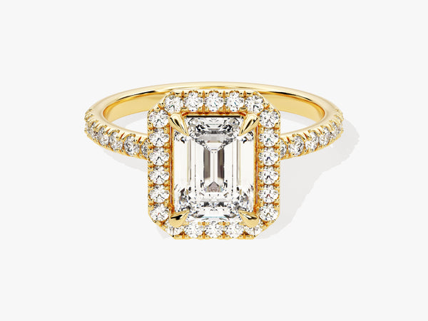 Cushion Halo Lab Grown Diamond Engagement Ring with Pave Set Side Stones (1.00 CT)