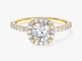 Cushion Halo Moissanite Engagement Ring with Pave Set Side Stones (1.00 CT)